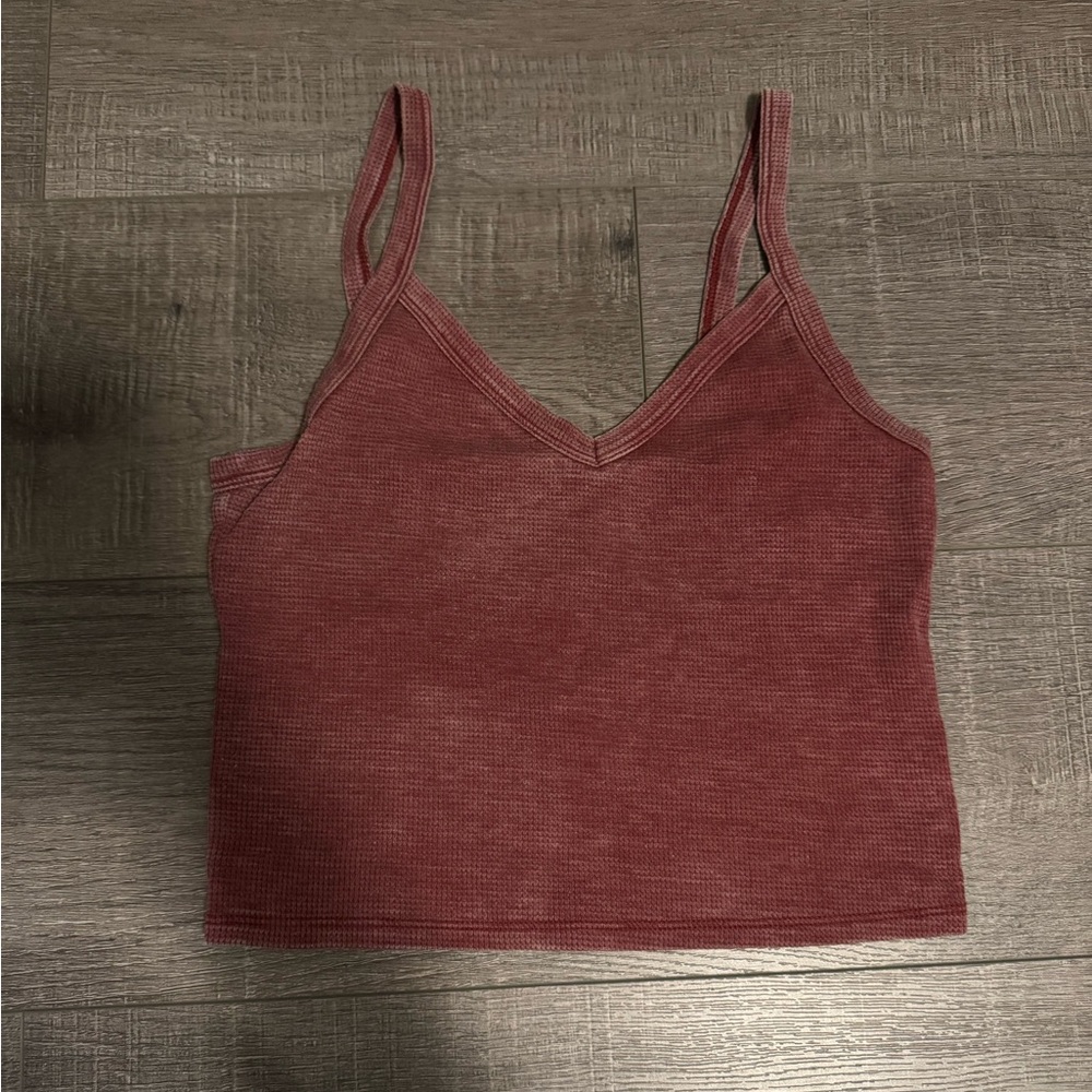 AEO red waffleknit crop tank size M